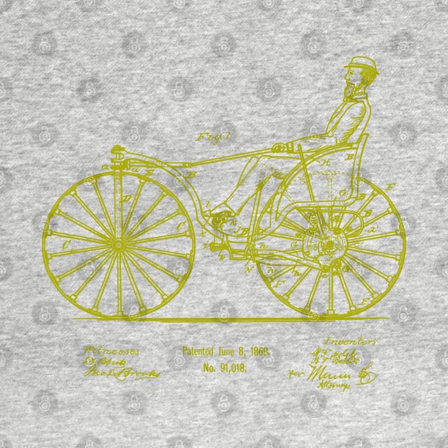 Bicycle Art Gift 1869 Velocipede Patent by MadebyDesign